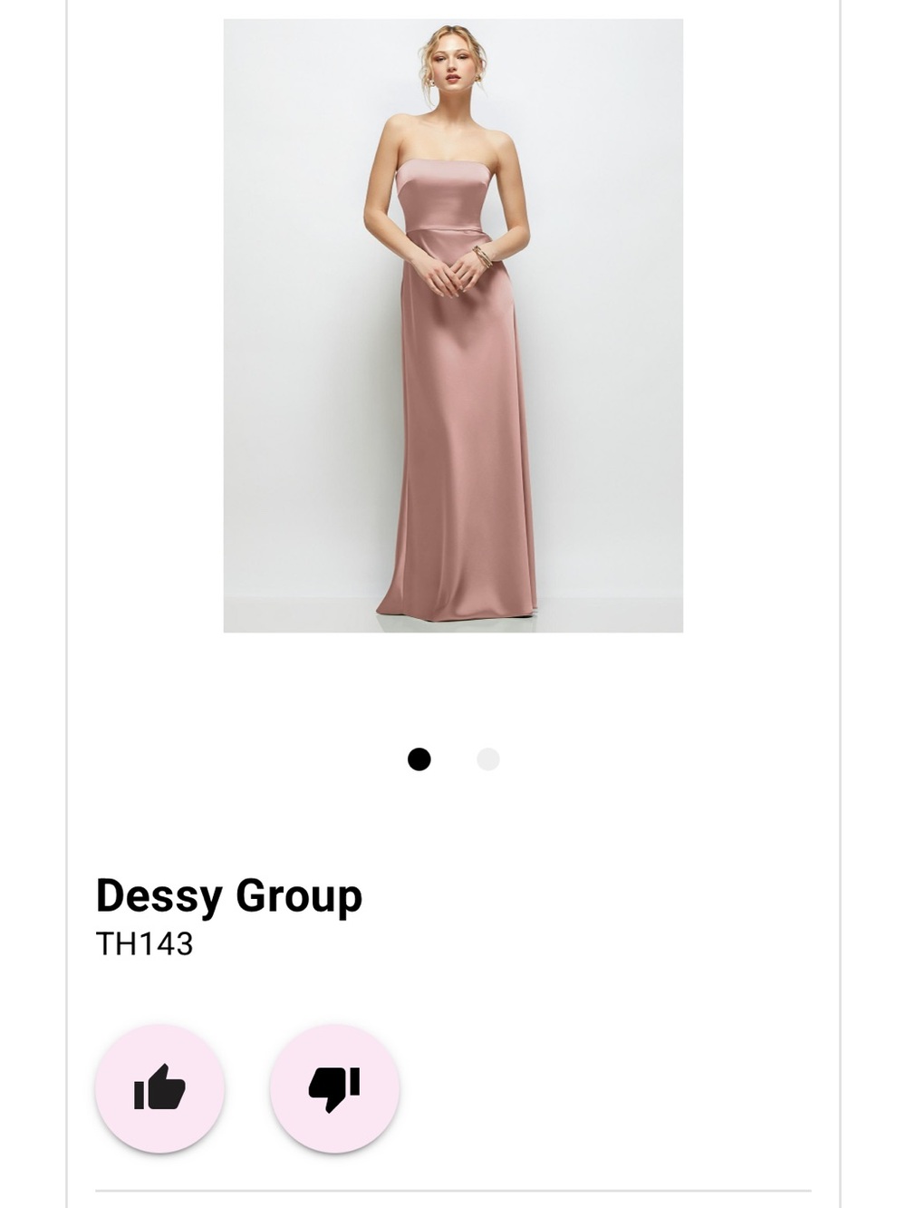 Dessy Group Strapless Satin Maxi Dress in Dusty Rose